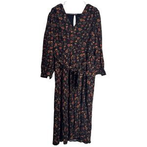 Lane Bryant Plus Size Floral Long Sleeve Tie Waist Dress
